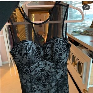 mesh flower mini dress